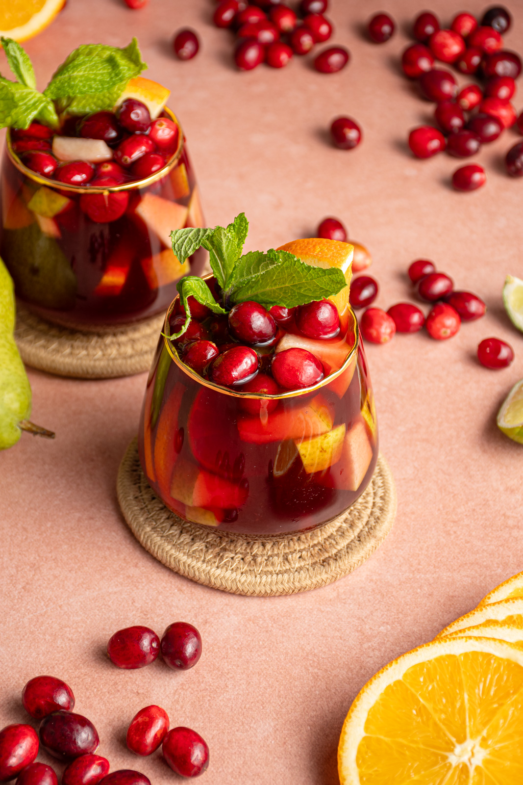 Easy Cranberry Sangria Mocktail - Thyme For A Drink